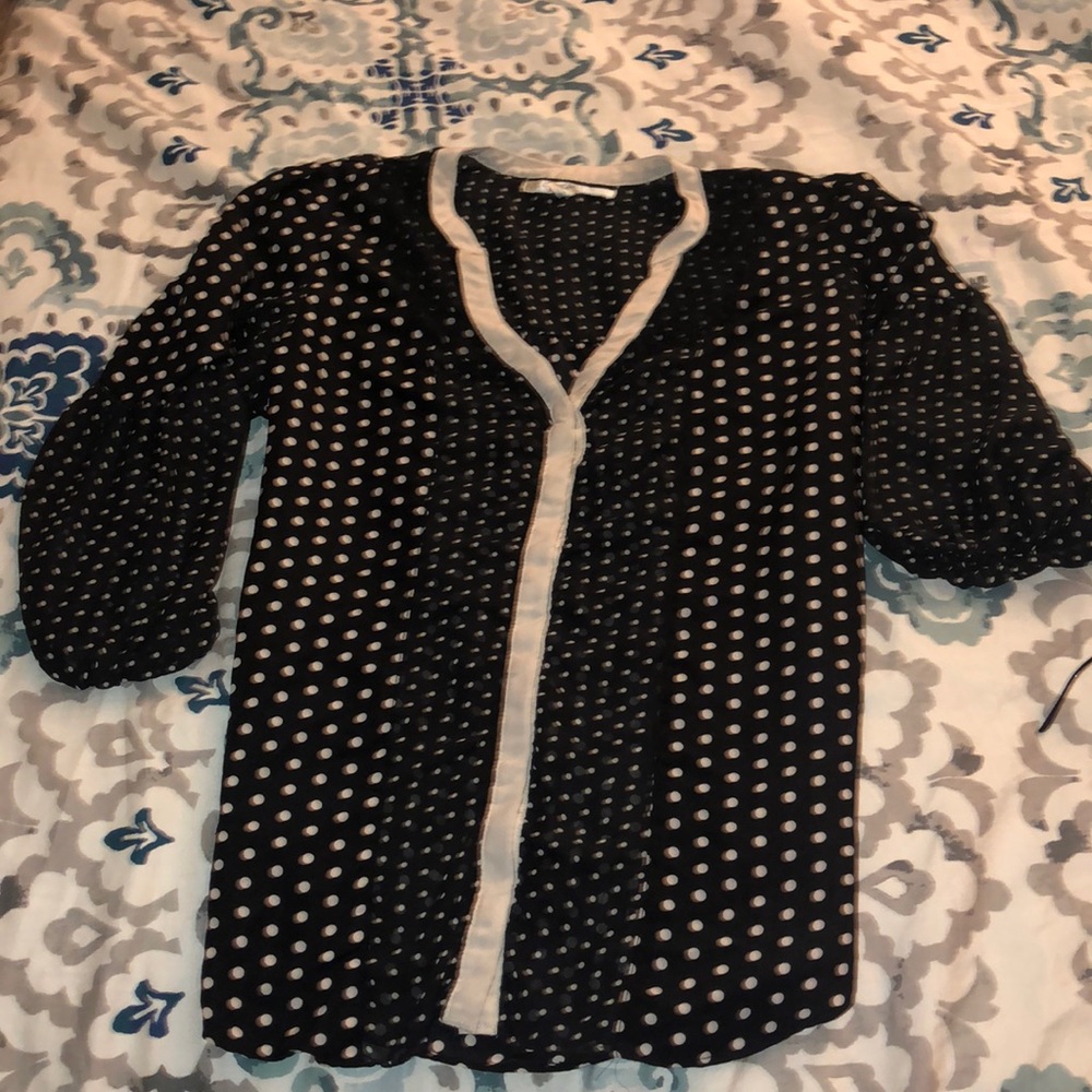 Black & Cream polka dots LC Lauren Conrad blouse
